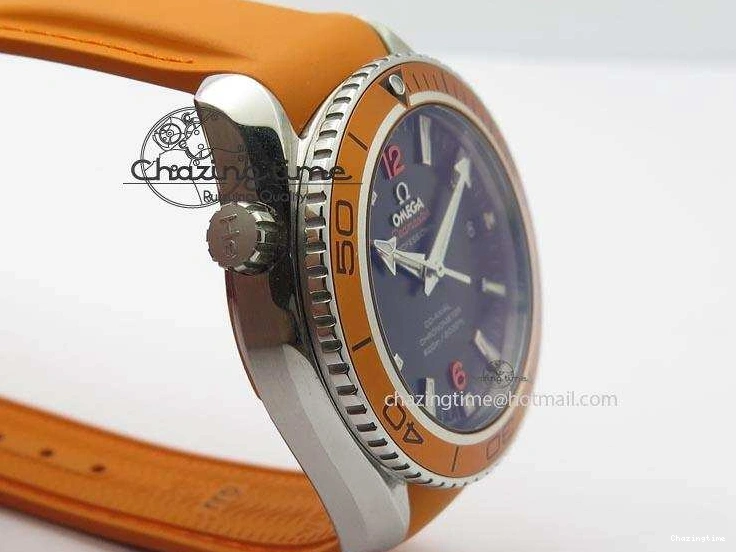 0417 Breathable Planet Ocean SS Bp Maker 45mm Orange Bezel On Orange Rubber Strap A 8221